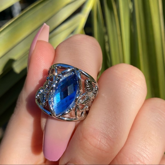 NEW 925 Sterling Silver Blue Stone Ring - Picture 6 of 14